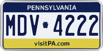 PA license plate MDV4222