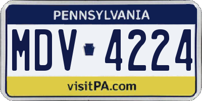 PA license plate MDV4224