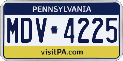 PA license plate MDV4225