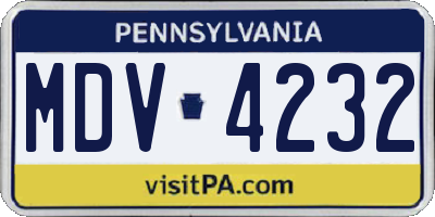 PA license plate MDV4232