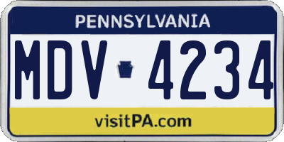 PA license plate MDV4234