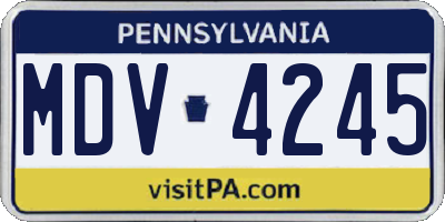 PA license plate MDV4245