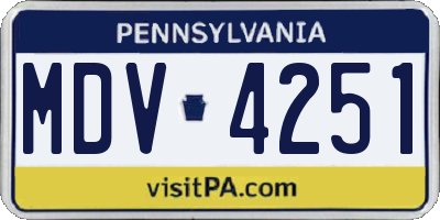 PA license plate MDV4251