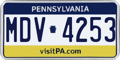 PA license plate MDV4253