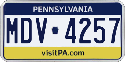 PA license plate MDV4257