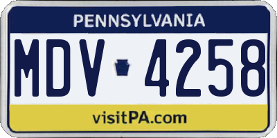 PA license plate MDV4258