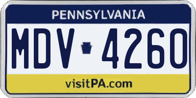 PA license plate MDV4260