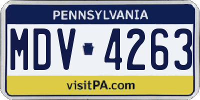 PA license plate MDV4263