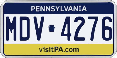 PA license plate MDV4276