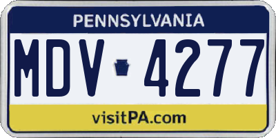 PA license plate MDV4277