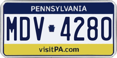 PA license plate MDV4280
