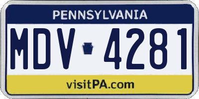 PA license plate MDV4281
