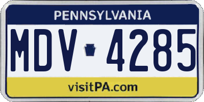 PA license plate MDV4285