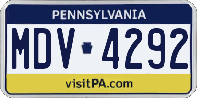 PA license plate MDV4292