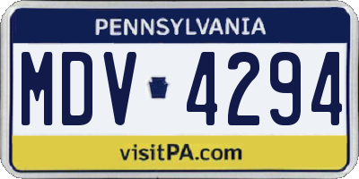 PA license plate MDV4294