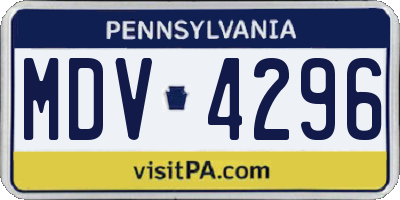 PA license plate MDV4296