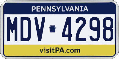 PA license plate MDV4298