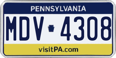 PA license plate MDV4308