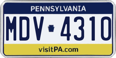 PA license plate MDV4310