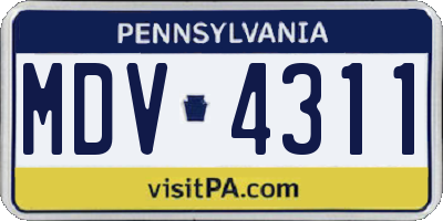 PA license plate MDV4311