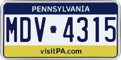 PA license plate MDV4315