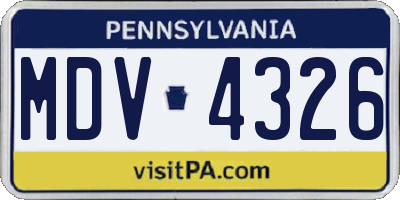 PA license plate MDV4326