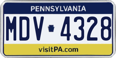PA license plate MDV4328