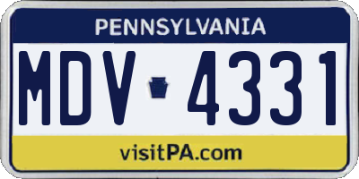 PA license plate MDV4331