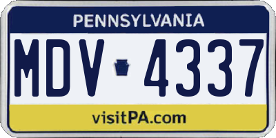 PA license plate MDV4337