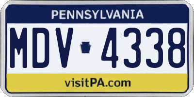 PA license plate MDV4338