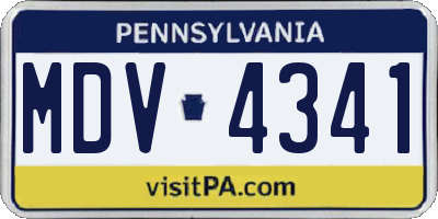 PA license plate MDV4341