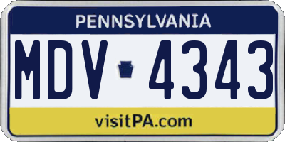 PA license plate MDV4343
