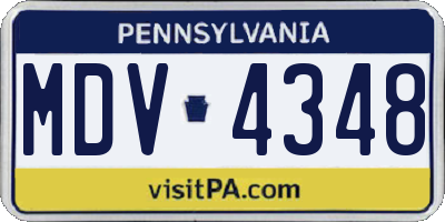 PA license plate MDV4348