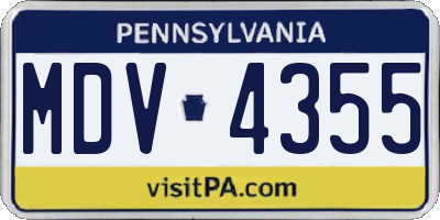 PA license plate MDV4355