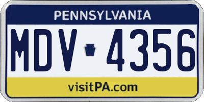 PA license plate MDV4356