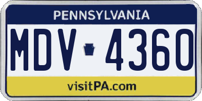PA license plate MDV4360
