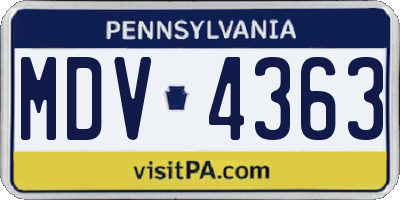 PA license plate MDV4363