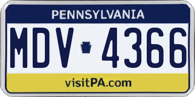 PA license plate MDV4366