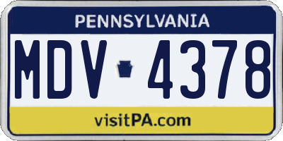 PA license plate MDV4378