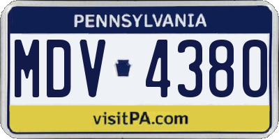 PA license plate MDV4380