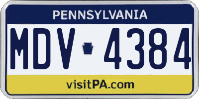 PA license plate MDV4384