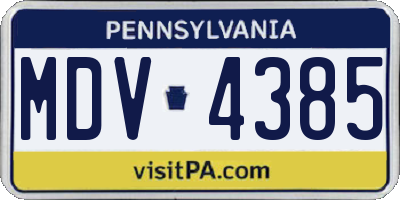 PA license plate MDV4385