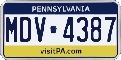 PA license plate MDV4387