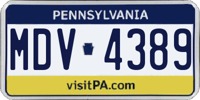 PA license plate MDV4389