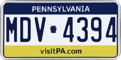 PA license plate MDV4394