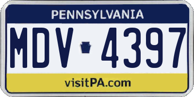 PA license plate MDV4397