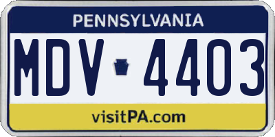 PA license plate MDV4403