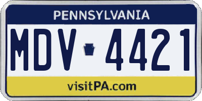 PA license plate MDV4421