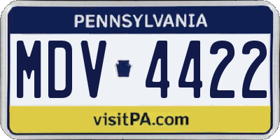 PA license plate MDV4422