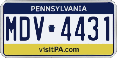 PA license plate MDV4431
